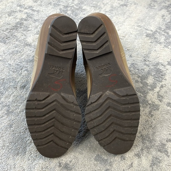 Sorel After Hours Chelsea Wedge Ankle Boots Tan Beige Suede Sz 9 - Picture 13 of 16